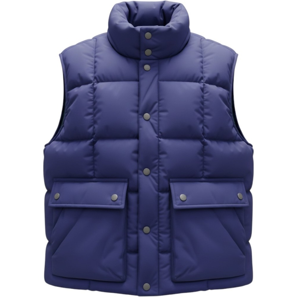 Vintage Eddie Bauer Puffer Vest Mens L Blue Quilted Goose Down Front Pockets